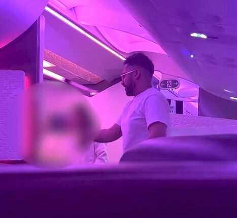 Salman Iftikhar on a plane.