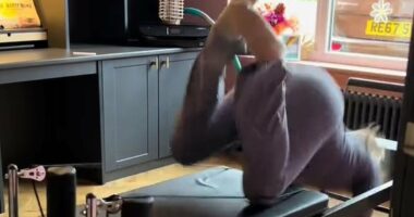 Moment mother-of-one falls off Aldi's bargain Pilates machine