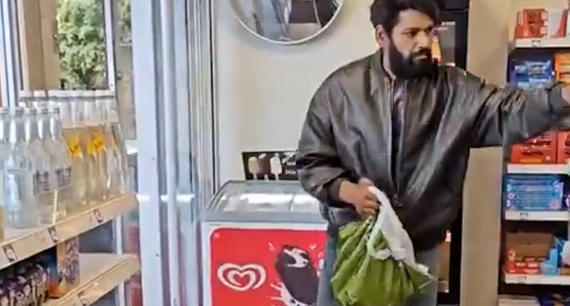 Moment shoplifter steals chocolate as shocked Sainsbury's staff watch