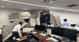 Moment terrified Blackstone hedge fund staff desperately build make-shift barricades to stop NYC gunman breaking in as he killed four in Manhattan skyscraper massacre