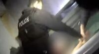Moment wanted man is caught hiding in HOT TUB by police sniffer dog