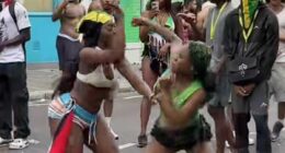 Moment women brawl in the street at Notting Hill Carnival
