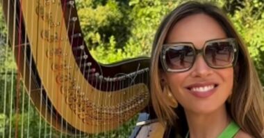 Myleene Klass is beaming as pal Clare Patterson marries Nick Ferrari
