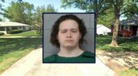 Inset: Storm L. Sinclair (JCDC). Background: The block in Missouri where Sinclair allegedly beat his newborn son (Google Maps).