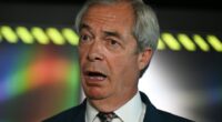 Nigel Farage at a press conference.