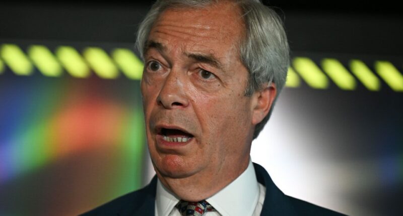 Nigel Farage at a press conference.