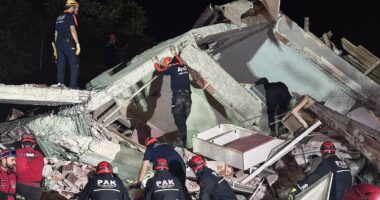 One dead and dozens hurt after earthquake in Turkey saw buildings fall