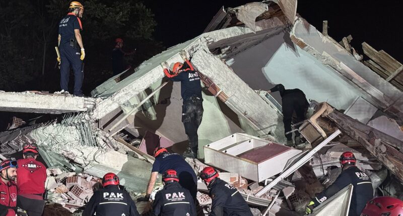 One dead and dozens hurt after earthquake in Turkey saw buildings fall
