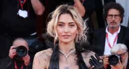 Paris Jackson wears plunging leather gown for Frankenstein premiere