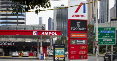 An Ampol petrol station in South Melbourne.
