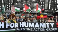 Pro-Palestine protesters march across the Sydney Harbour Bridge to bring attention to the ongoing Israel bombing and aid restrictions to Gaza. 3 August 2025 Photo: Janie Barrett
