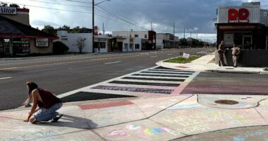 Rainbow crosswalk repainted outside Pulse; Florida troopers seen standing by
