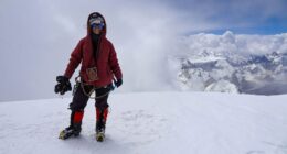 Natalia Nagovitsina on Peak Korzhenevskaya.