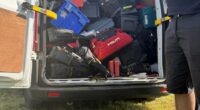 Seized tools in the back of a van.