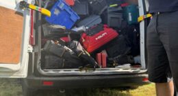 Seized tools in the back of a van.