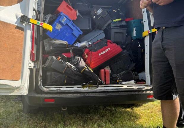 Seized tools in the back of a van.