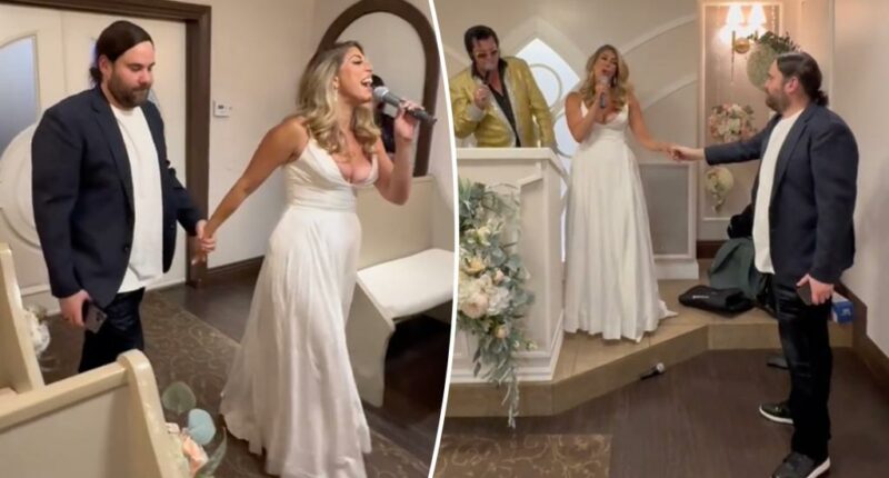 Showy bride's surprise performance at Las Vegas ceremony chases 'shy' groom away