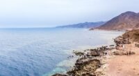 Tourists at the Blue Hole in Dahab, Egypt.