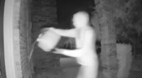 Terrifying moment arsonist pours gas on house while family sleeps