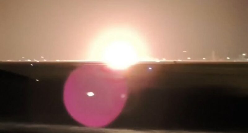 Fighter jet exploding on takeoff.