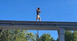 Terrifying moment lone child nearly falls off rail at Hersheypark