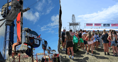 Thrill ride malfunctions at popular music festival, leaving riders stuck upside down