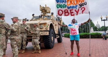 Top White House officials turn to public appearances with troops as a tense Washington watches