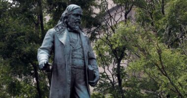 A statue of Albert Pike, a brigadier-general in the Confederate Army, stands in Northwest Washington, Thursday, Aug. 17, 2017. (Alex Brandon/Associated Press)