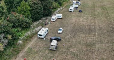 Travellers break down locks to invade affluent north London park