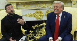 President Donald Trump meets with Ukraine's President Volodymyr Zelenskyy in the Oval Office of the White House, Monday, Aug. 18, 2025, in Washington.