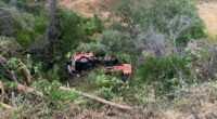 Firetruck accident scene with two fatalities and three serious injuries.