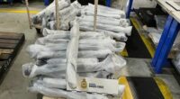 A trolley of car parts seized by the ABF and AFP, containing 45 kg of ketamine concealed inside.