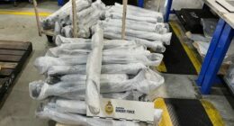 A trolley of car parts seized by the ABF and AFP, containing 45 kg of ketamine concealed inside.