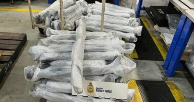 A trolley of car parts seized by the ABF and AFP, containing 45 kg of ketamine concealed inside.