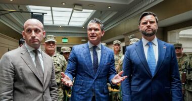 Vance, Hegseth savagely heckled by 'stupid white hippie' protestors
