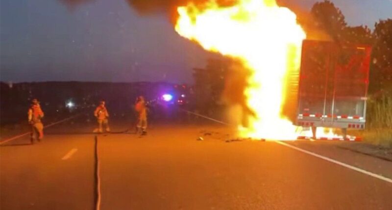 Vegan firefighter hoses down burning tractor-trailer carrying 40,000 pounds of rib-eye steaks: 'Total loss'