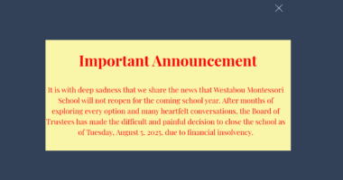 Westabou Montessori School announces closure