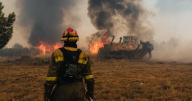 Wildfire tragedy as man is run over and killed by his own bulldozer