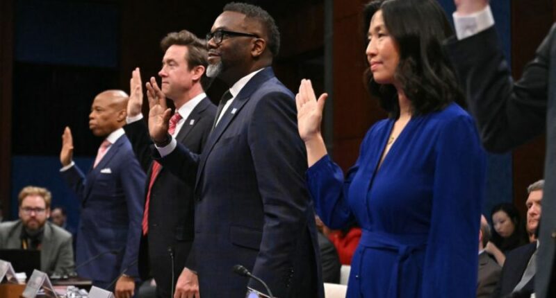 New York City Mayor Eric Adams, Denver Mayor Michael Johnston, Chicago Mayor Brandon Johnson and Boston Mayor Michelle Wu testify before Congress.