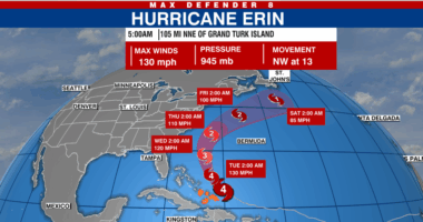 Hurricane Erin remains 'large and dangerous major hurricane': NHC