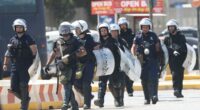 Israeli cruise ship passengers 'run for their lives after being attacked by pro-Palestine protesters' while disembarking on Greek island