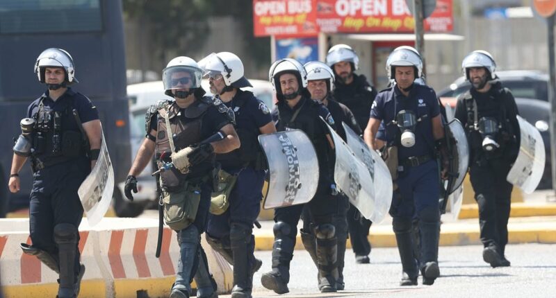 Israeli cruise ship passengers 'run for their lives after being attacked by pro-Palestine protesters' while disembarking on Greek island