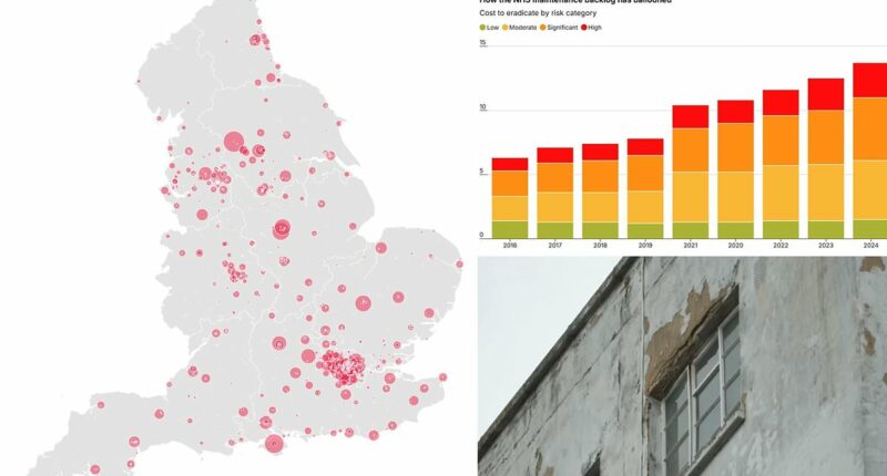 Most run-down NHS hospitals named and shamed - as staggering £14billion is needed to fix crumbling wards that pose a 'catastrophic' risk to patients