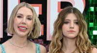 Pregnant Katherine Ryan shows off her growing bump in a dazzling turquoise dress as she attends the UK premiere of Freakier Friday with her daughter Violet, 16