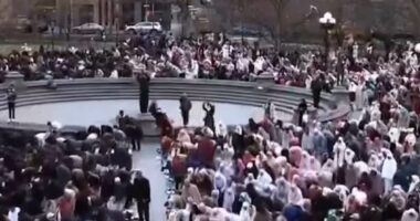 Trump loyalist sparks debate with video showing hundreds praying to Allah in park founded to remember George Washington