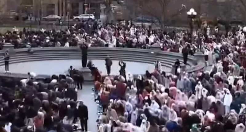 Trump loyalist sparks debate with video showing hundreds praying to Allah in park founded to remember George Washington