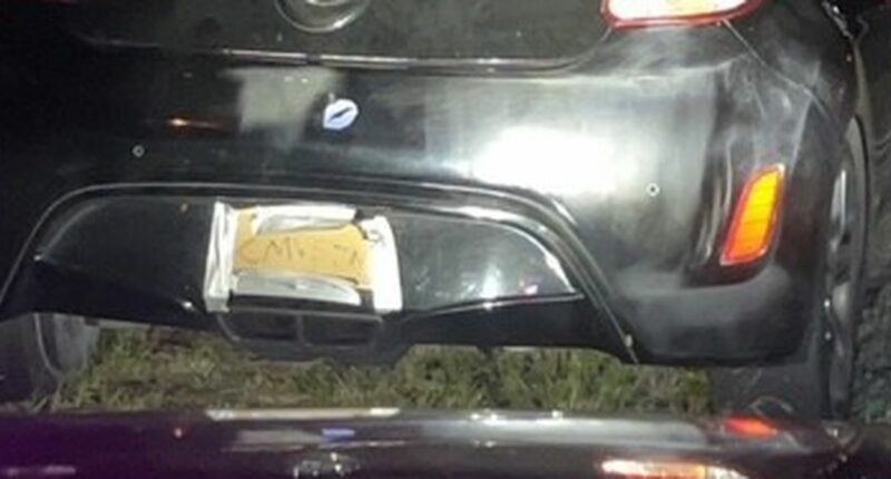 Woman caught with cardboard number plates