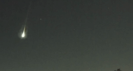 Meteor streaking across the night sky.