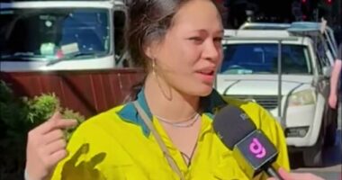 A Brisbane tradie (above) has revealed she trained for just three days before entering a six-figure role as a hoist operator