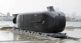 The unveiling of the Ghost Shark, an uncrewed submarine, at Garden Island, Sydney. 10 September 2025.